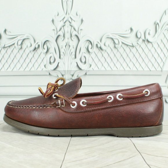L.L. Bean Shoes - LL BEAN Brown Leather Moccasins Camp Handsewn Boat Loafer Shoes Size 8.5 M